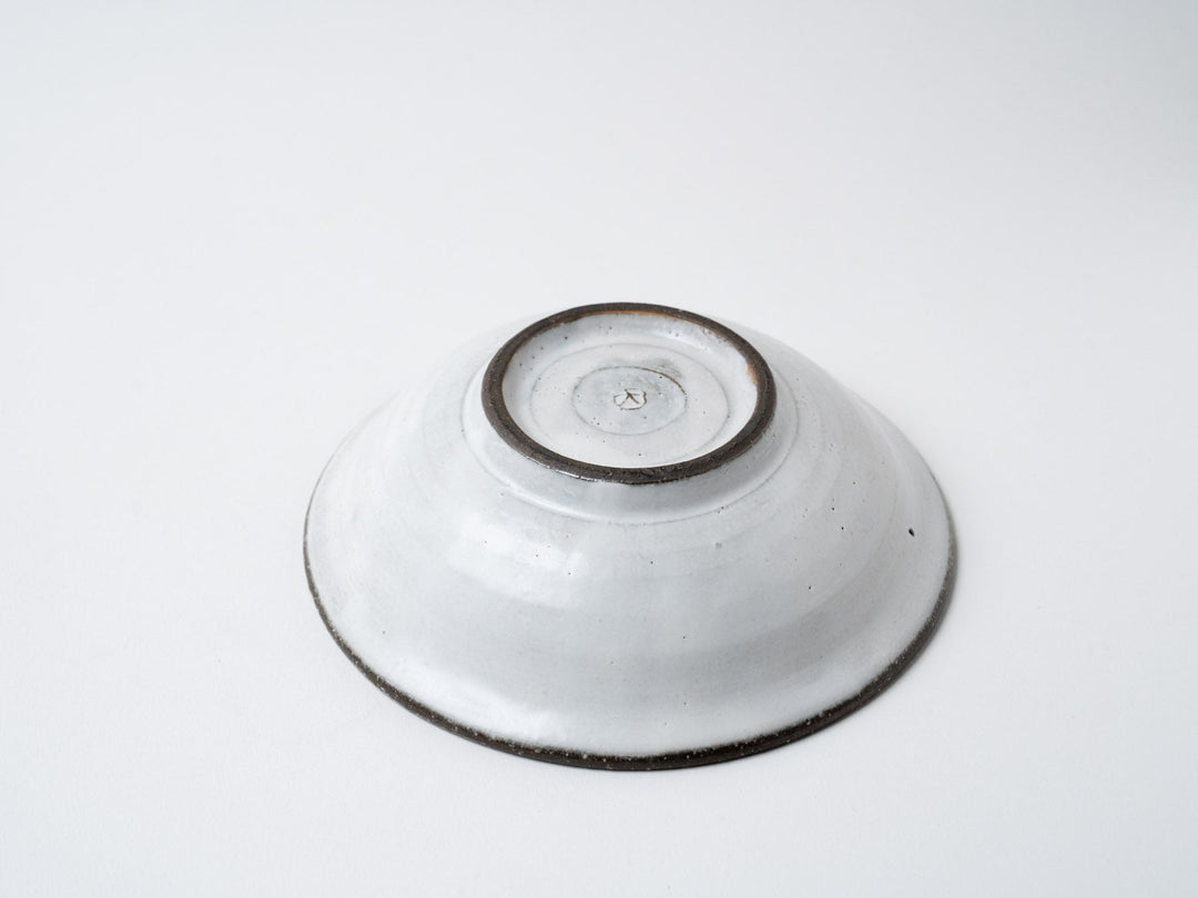 5.5-Sun Flat Pot with White Slip line Carving - Crafted By Tatsuo Otomo