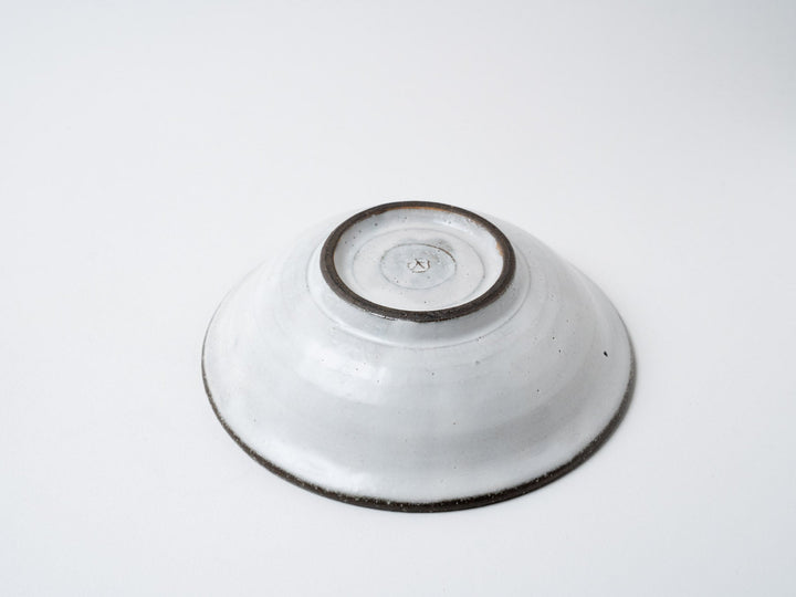 5.5-Sun Flat Pot with White Slip line Carving - Crafted By Tatsuo Otomo