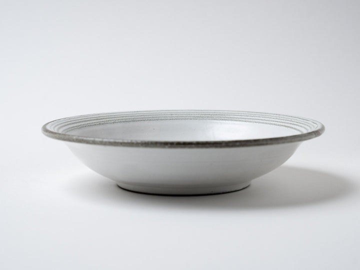 7-Sun Flat Pot with White Slip line Carving - Crafted By Tatsuo Otomo