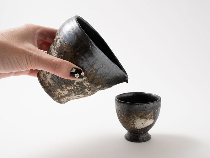 Earth Toned Katakuchi Sake Pourer Crafted By Yuichi Hirai
