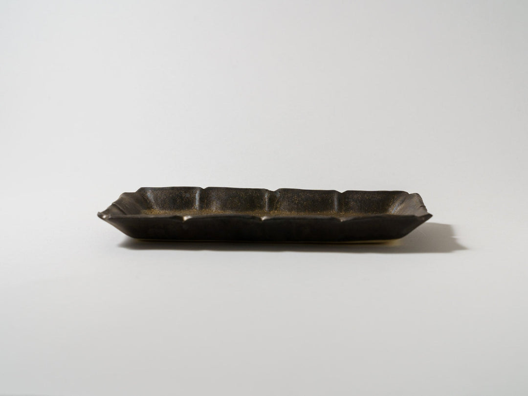Black Glazed Long Square Plate Medium - Crafted By Masaki Domoto