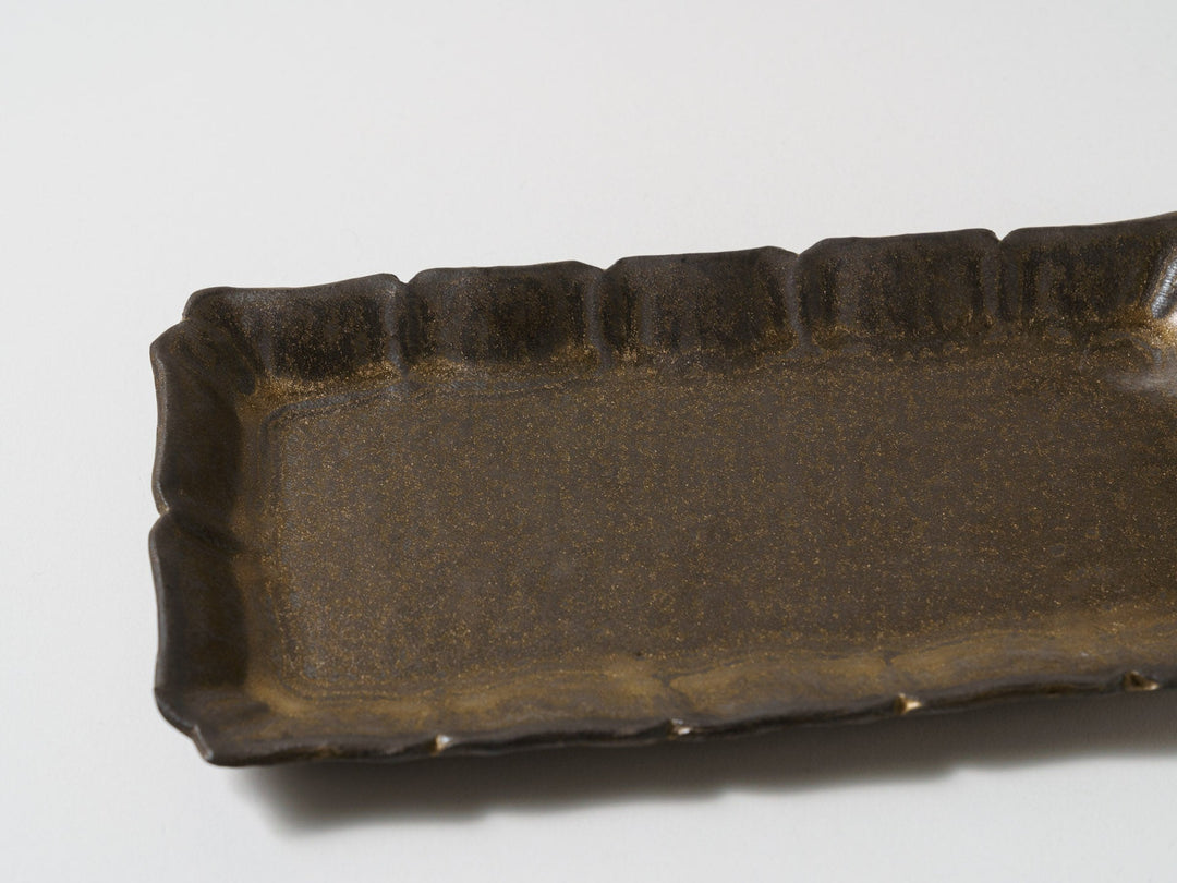 Black Glazed Long Square Plate Large - Crafted By Masaki Domoto