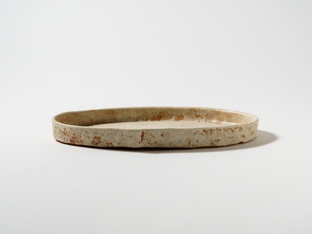 White Slip Orange Oval Plate - Crafted By Taeko Kajiwara