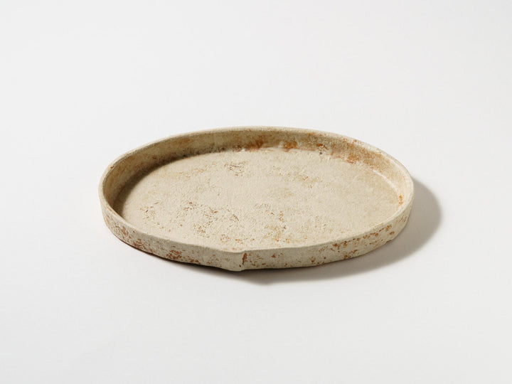 White Slip Orange Oval Plate - Crafted By Taeko Kajiwara