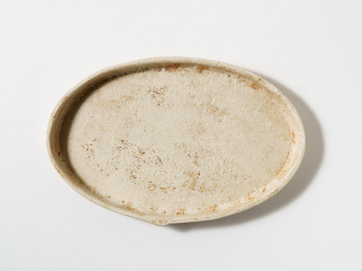 White Slip Orange Oval Plate - Crafted By Taeko Kajiwara