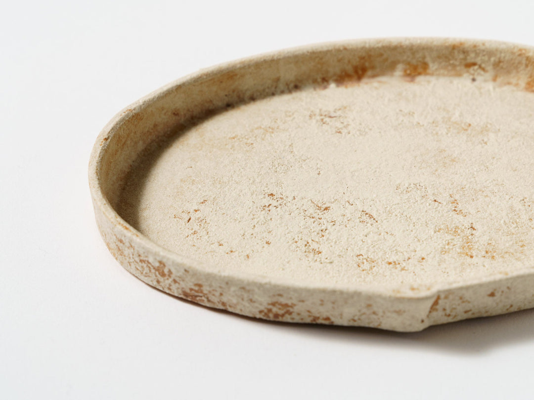 White Slip Orange Oval Plate - Crafted By Taeko Kajiwara