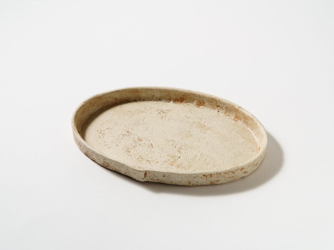 White Slip Orange Oval Plate - Crafted By Taeko Kajiwara