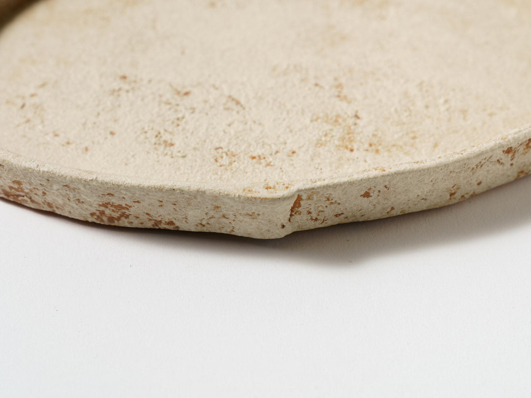 White Slip Orange Oval Plate - Crafted By Taeko Kajiwara