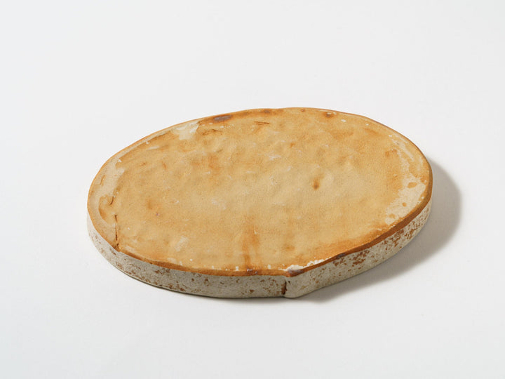 White Slip Orange Oval Plate - Crafted By Taeko Kajiwara