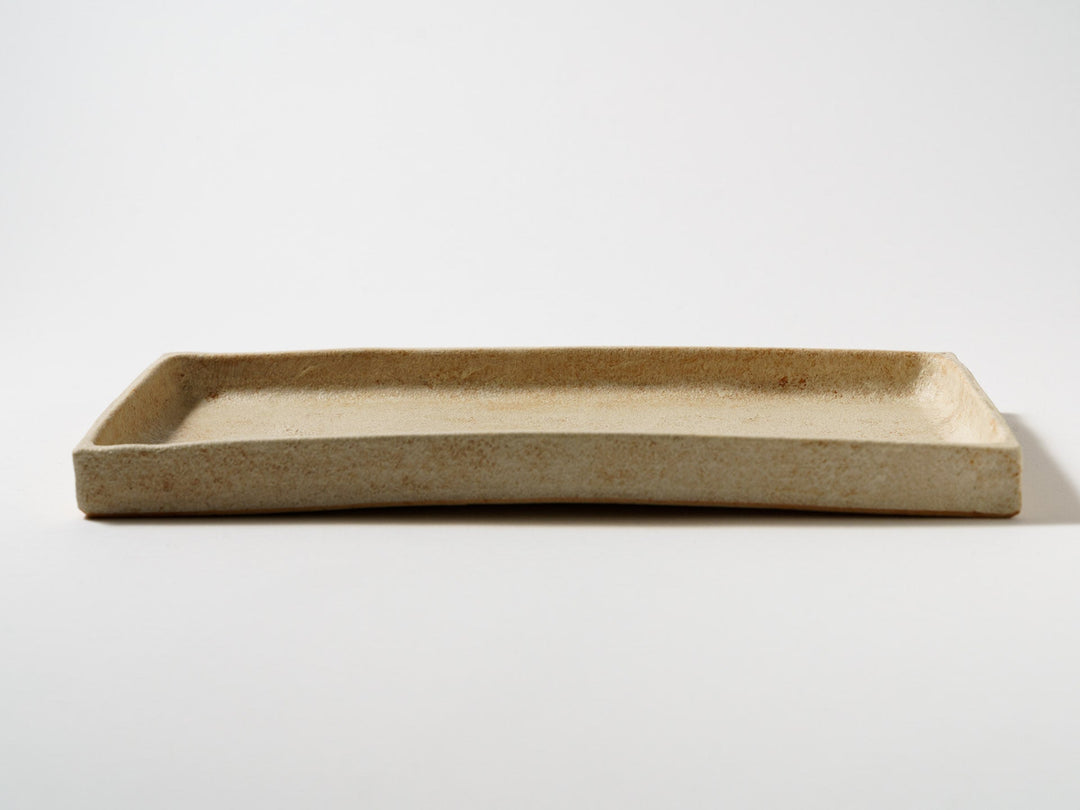 White Slip Orange Rectangular Plate Large - Crafted By Taeko Kajiwara