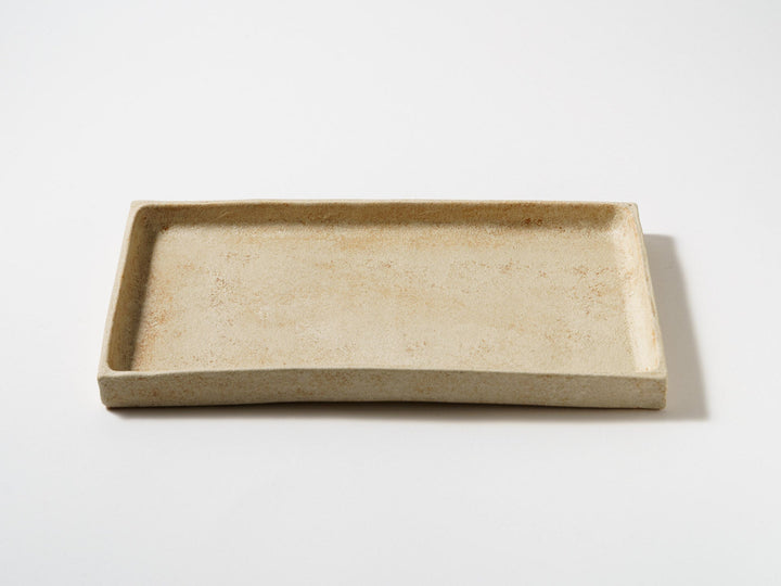 White Slip Orange Rectangular Plate Large - Crafted By Taeko Kajiwara
