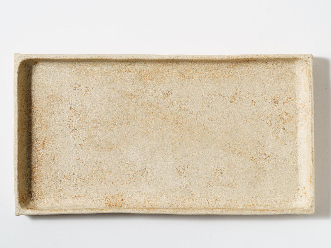 White Slip Orange Rectangular Plate Large - Crafted By Taeko Kajiwara