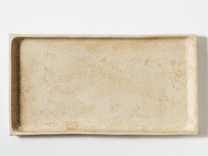 White Slip Orange Rectangular Plate Large - Crafted By Taeko Kajiwara