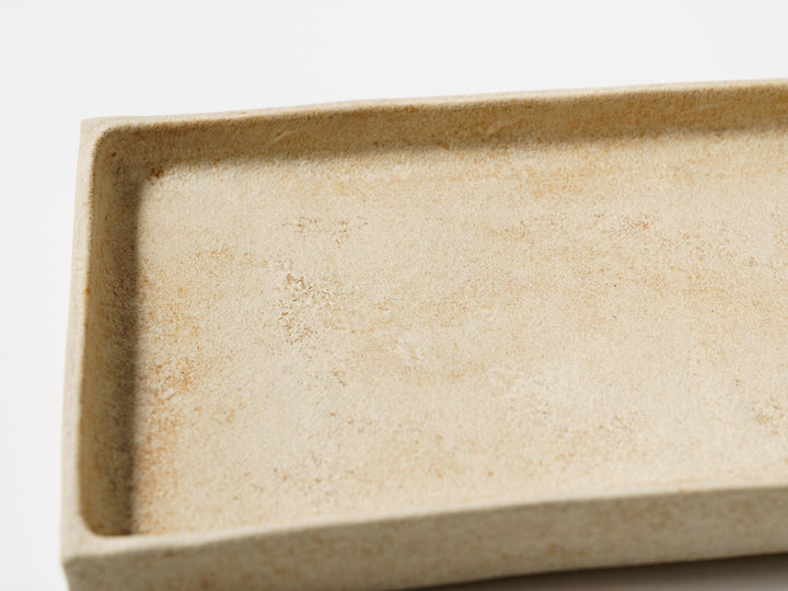 White Slip Orange Rectangular Plate Large - Crafted By Taeko Kajiwara