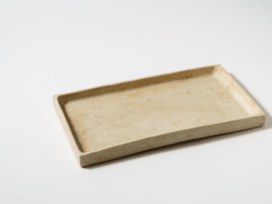 White Slip Orange Rectangular Plate Large - Crafted By Taeko Kajiwara