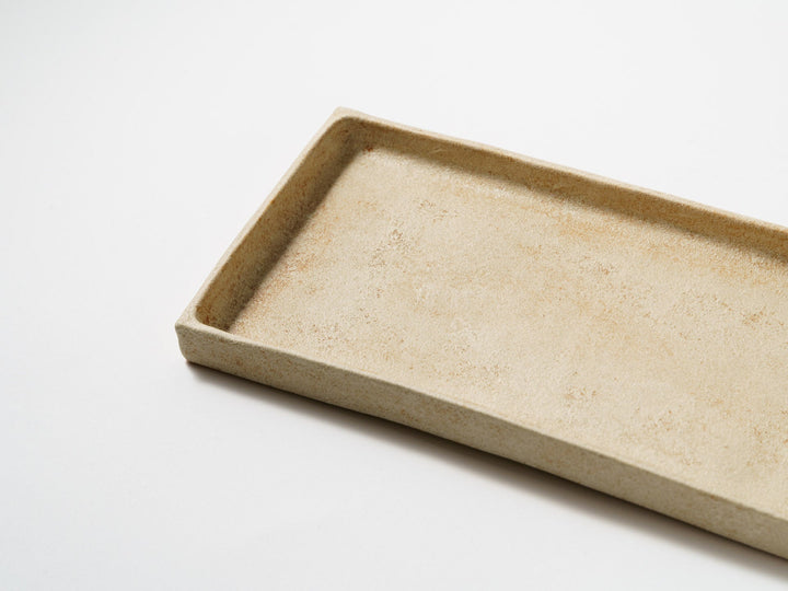 White Slip Orange Rectangular Plate Large - Crafted By Taeko Kajiwara