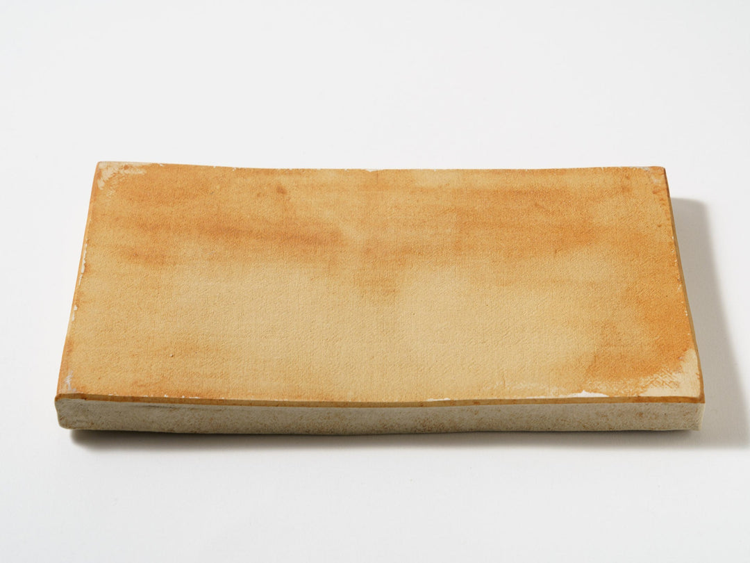 White Slip Orange Rectangular Plate Large - Crafted By Taeko Kajiwara