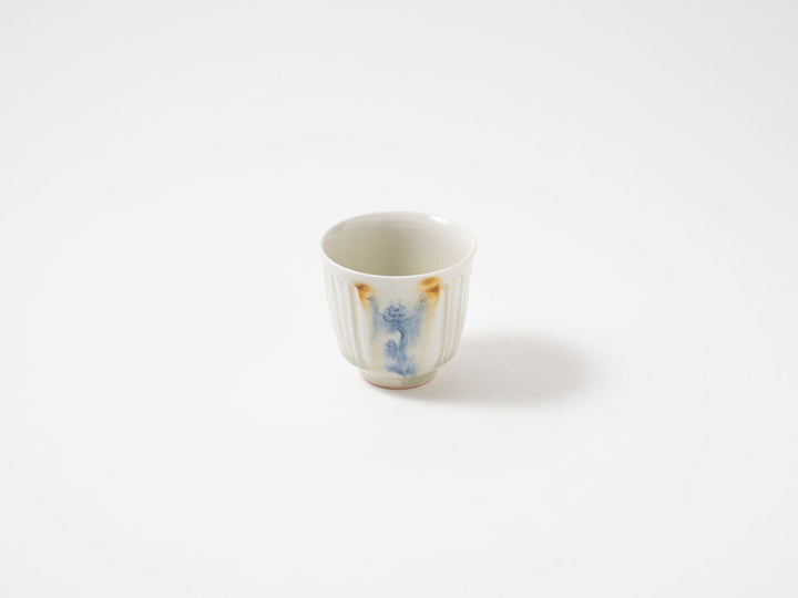 Carved Floral Iron-Glaze Teacup — Hand-Carved Japanese Porcelain by Madoka Suzuki