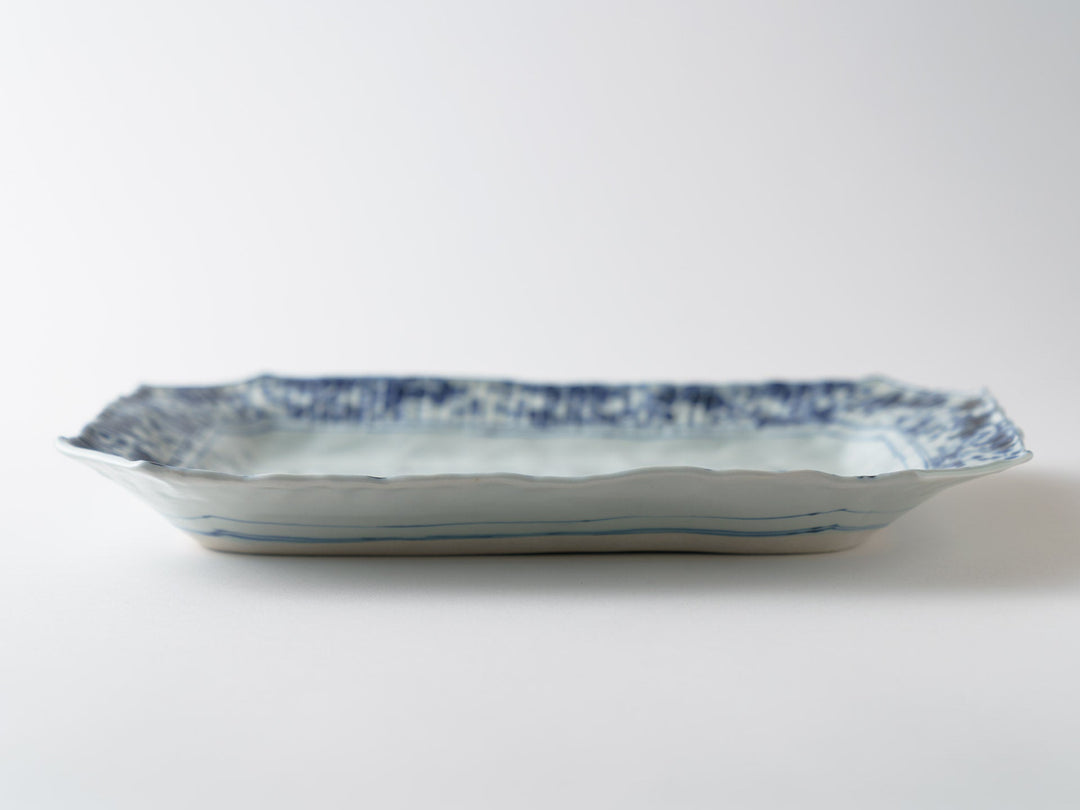 Shinogi Sometsuke Hanatsukushi Square Plate Crafted By Teiichiro Matsuo