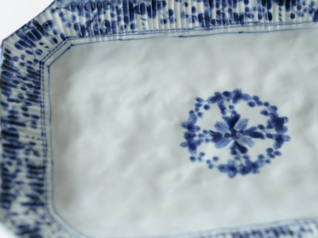 Shinogi Sometsuke Hanatsukushi Square Plate Crafted By Teiichiro Matsuo