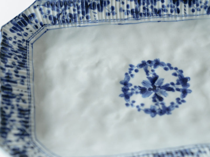 Shinogi Sometsuke Hanatsukushi Square Plate Crafted By Teiichiro Matsuo