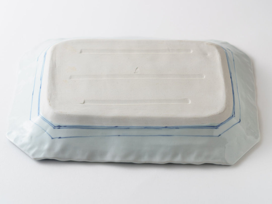 Shinogi Sometsuke Hanatsukushi Square Plate Crafted By Teiichiro Matsuo