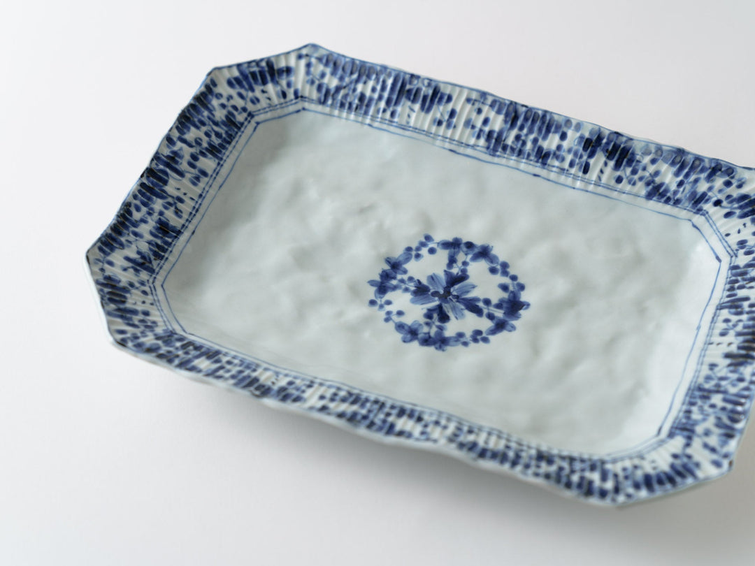Shinogi Underglazed Flower Square Plate — Hand-Painted Japanese Porcelain by Teiichiro Matsuo