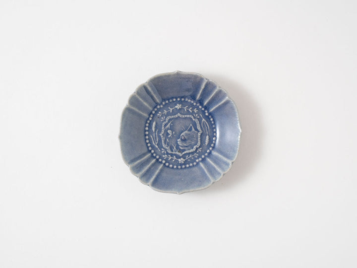 Cat Motif Flower-Rim Small Bowl - Crafted By Hitomi Yamazaki