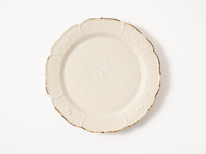 Dandelion-Pattern Lobed Rim Plate — Hand-Painted Japanese Pottery by Hitomi Yamasaki