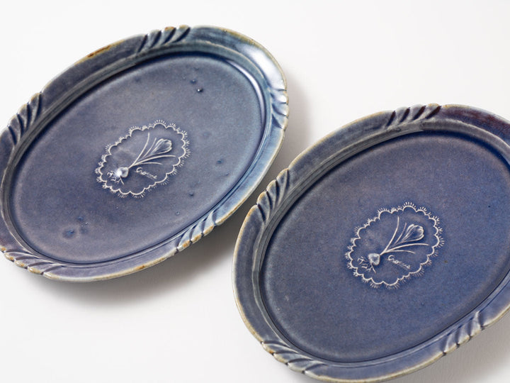 Ruffled-Rim Oval Plate, b — Hand-Painted Japanese Pottery by Hitomi Yamasaki