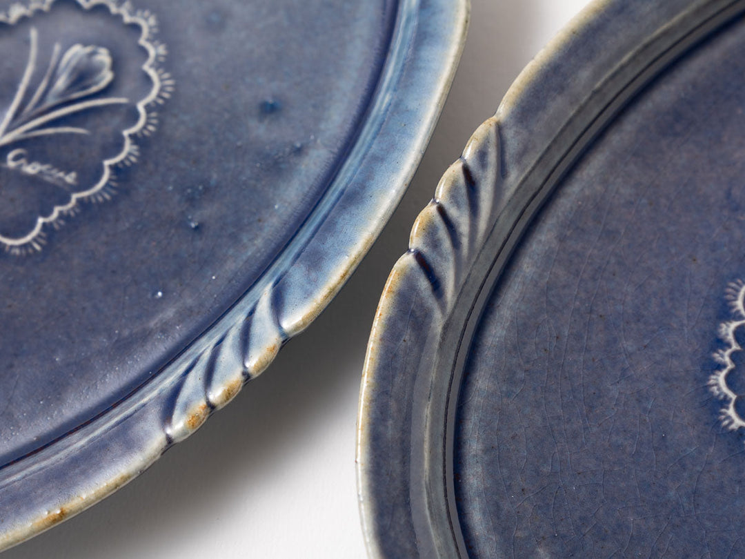 Ruffled-Rim Oval Plate, b — Hand-Painted Japanese Pottery by Hitomi Yamasaki