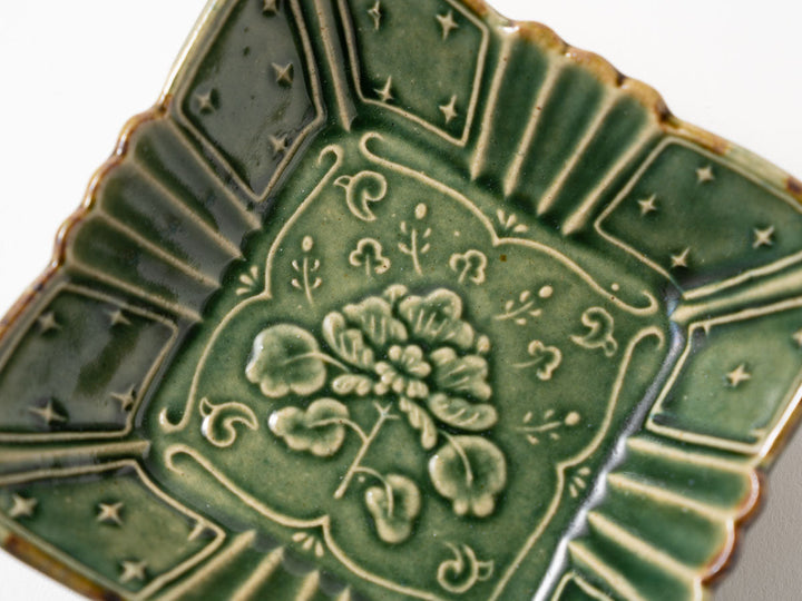 Floral Square Small Bowl — Hand-Painted Japanese Pottery by Hitomi Yamasaki