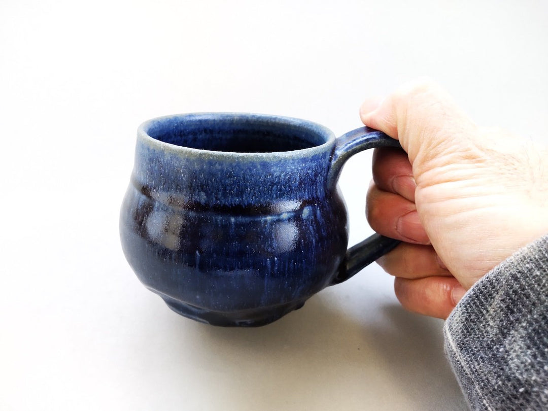 Deep Blue Glazed Round Mug - Crafted By Kazuhito Yamamoto