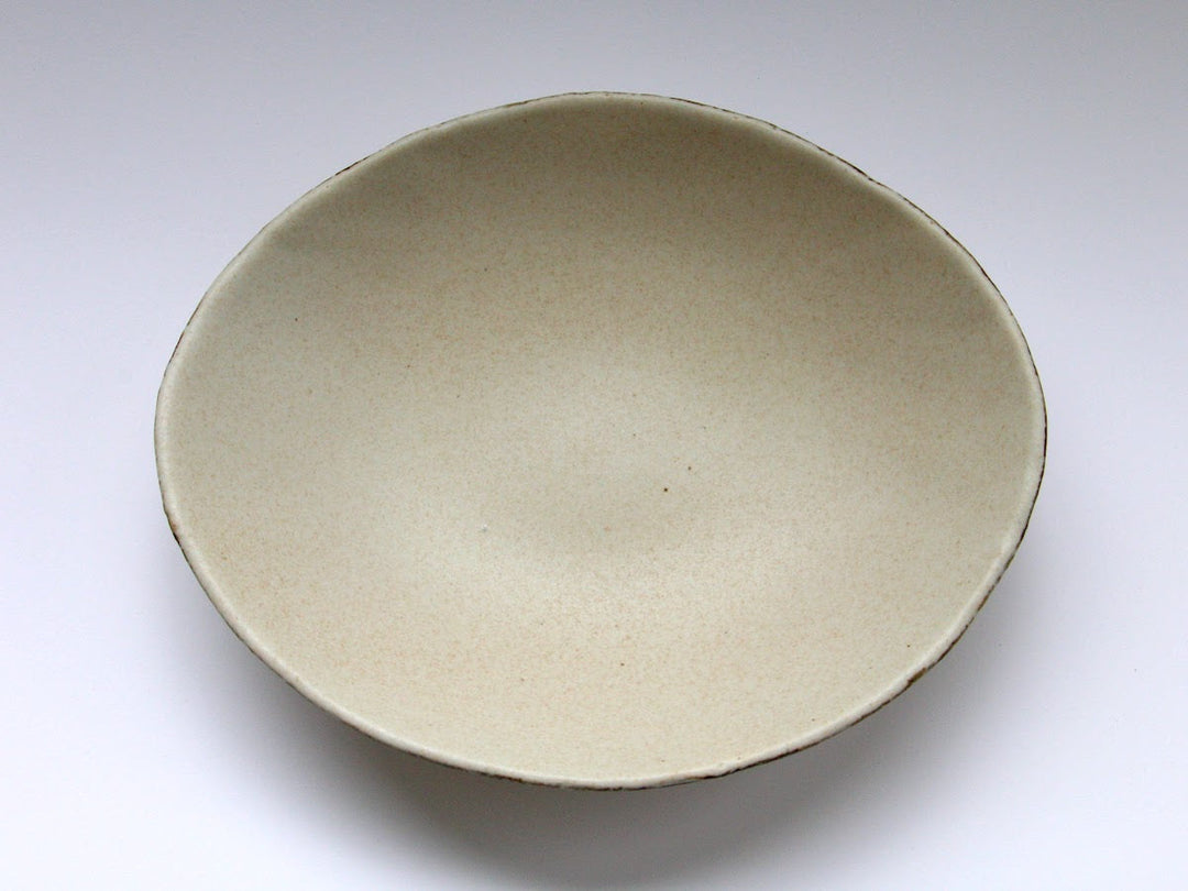 Rimsabi beige Oval Shallow Bowl - Crafted By Nobuyuki Murai