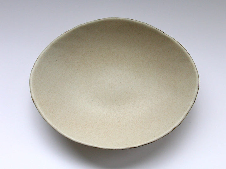 Rimsabi beige Oval Shallow Bowl - Crafted By Nobuyuki Murai