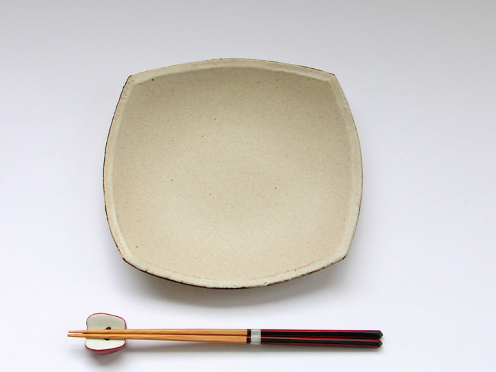 Rimsabi beige 6-Sun Square Plate - Crafted By Nobuyuki Murai