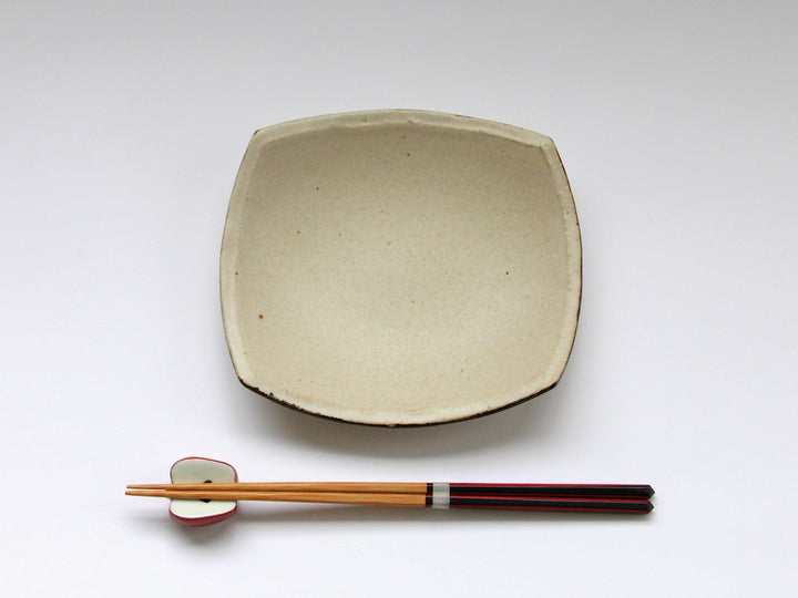Rimsabi beige 16cm Square Plate - Crafted By Nobuyuki Murai