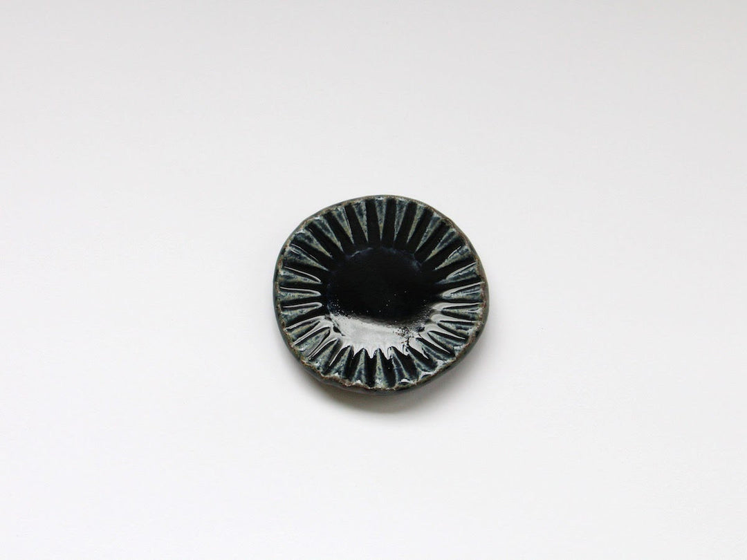 Blue Glazed Ridged Round Small Plate