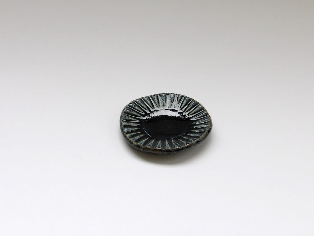Blue Glazed Ridged Round Small Plate