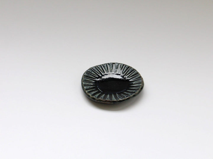 Blue Glazed Ridged Round Small Plate
