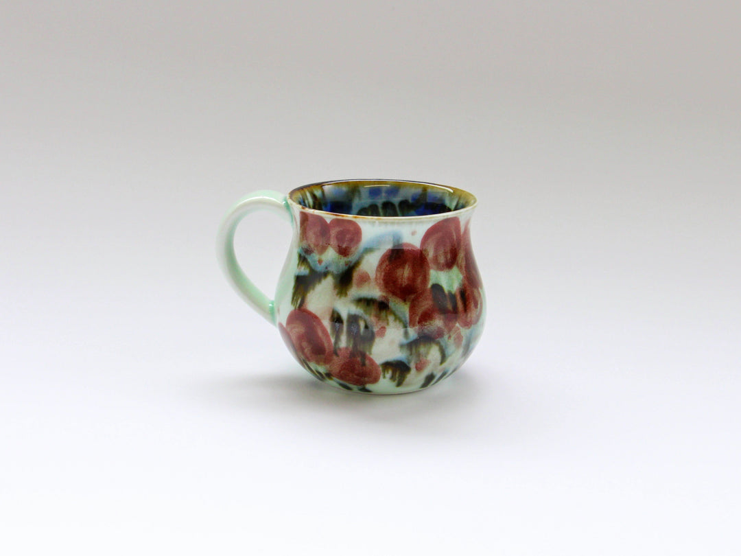 Flared Mug with All-Over Floral Pattern, Red — Hand-Painted Japanese Porcelain by Chojuro Kiln