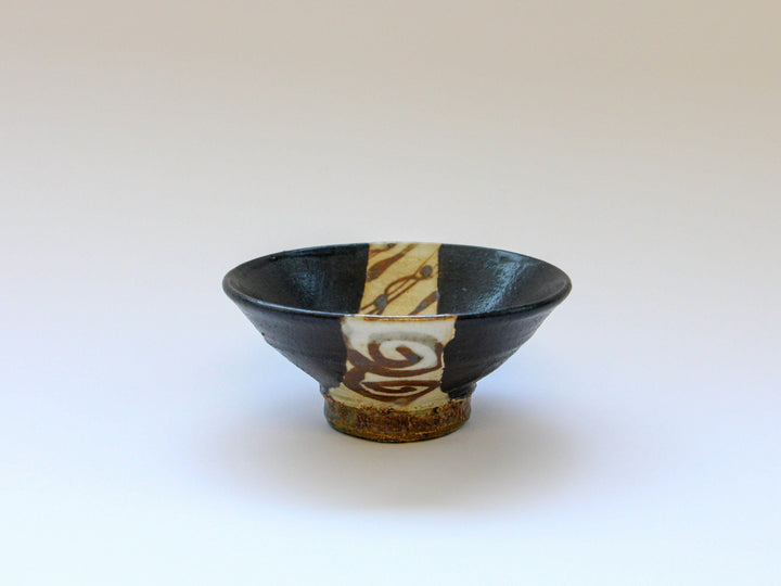 Kuro-Oribe Tin-Trailed Small Bowl — Hand-Glazed Japanese Pottery by Nobumasa Kiminami
