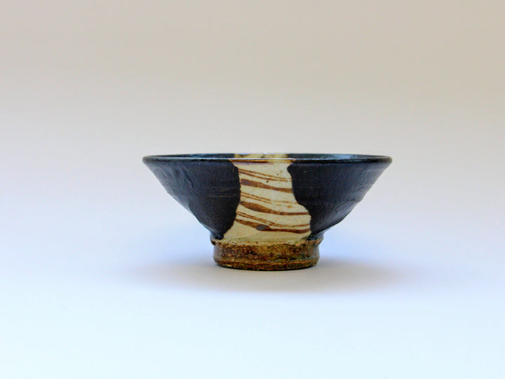 Kuro-Oribe Tin-Trailed Small Bowl — Hand-Glazed Japanese Pottery by Nobumasa Kiminami