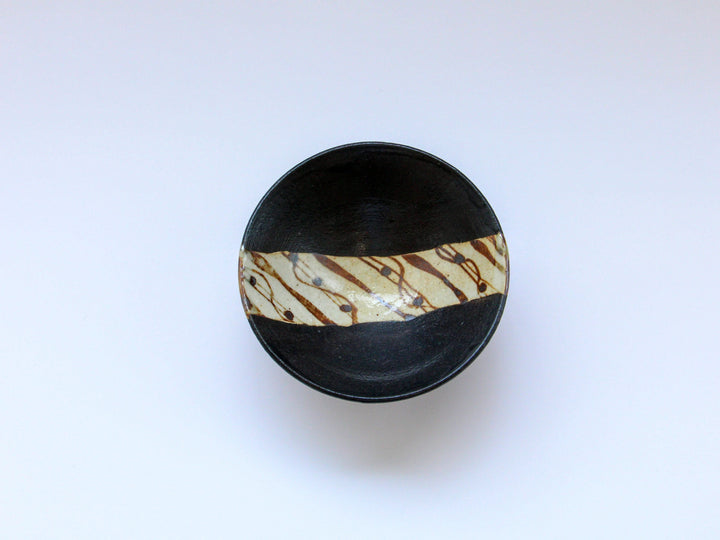 Kuro-Oribe Tin-Trailed Small Bowl — Hand-Glazed Japanese Pottery by Nobumasa Kiminami
