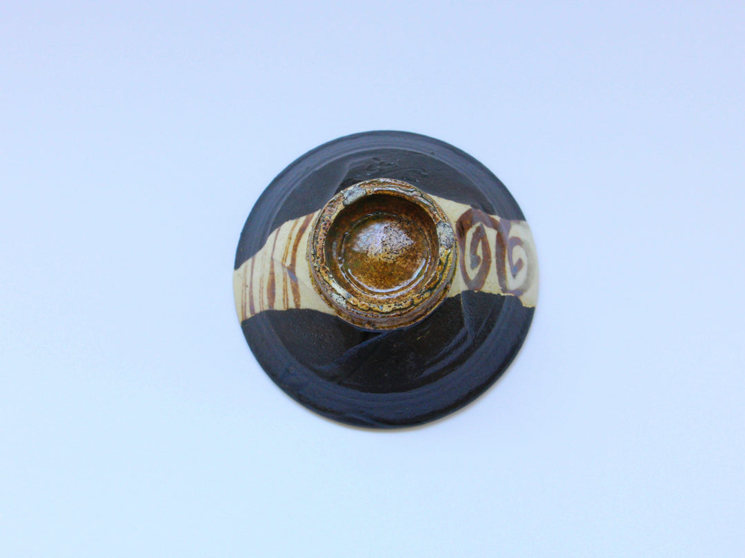Kuro-Oribe Tin-Trailed Small Bowl — Hand-Glazed Japanese Pottery by Nobumasa Kiminami