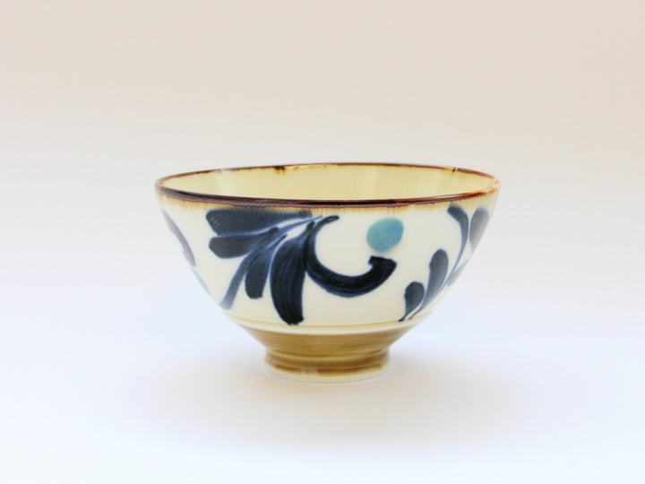 Amber Arabesque Rice Bowl Blue - Crafted By Fukuho Kiln
