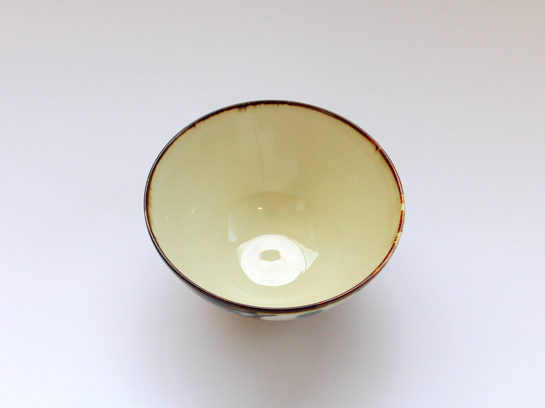 Amber Arabesque Rice Bowl Blue - Crafted By Fukuho Kiln