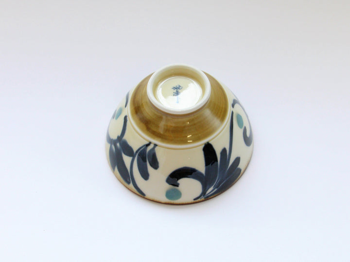 Amber Arabesque Rice Bowl Blue - Crafted By Fukuho Kiln