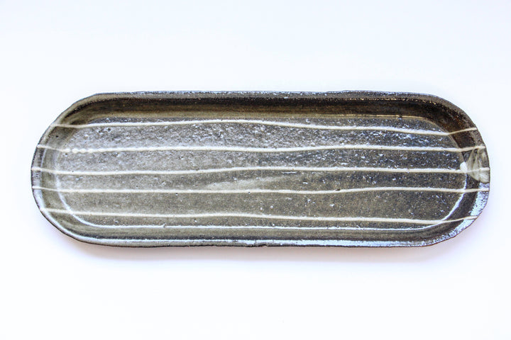 Slip Trailing Long Plate 34cm - Crafted By Seisaku Kusaka/Mari