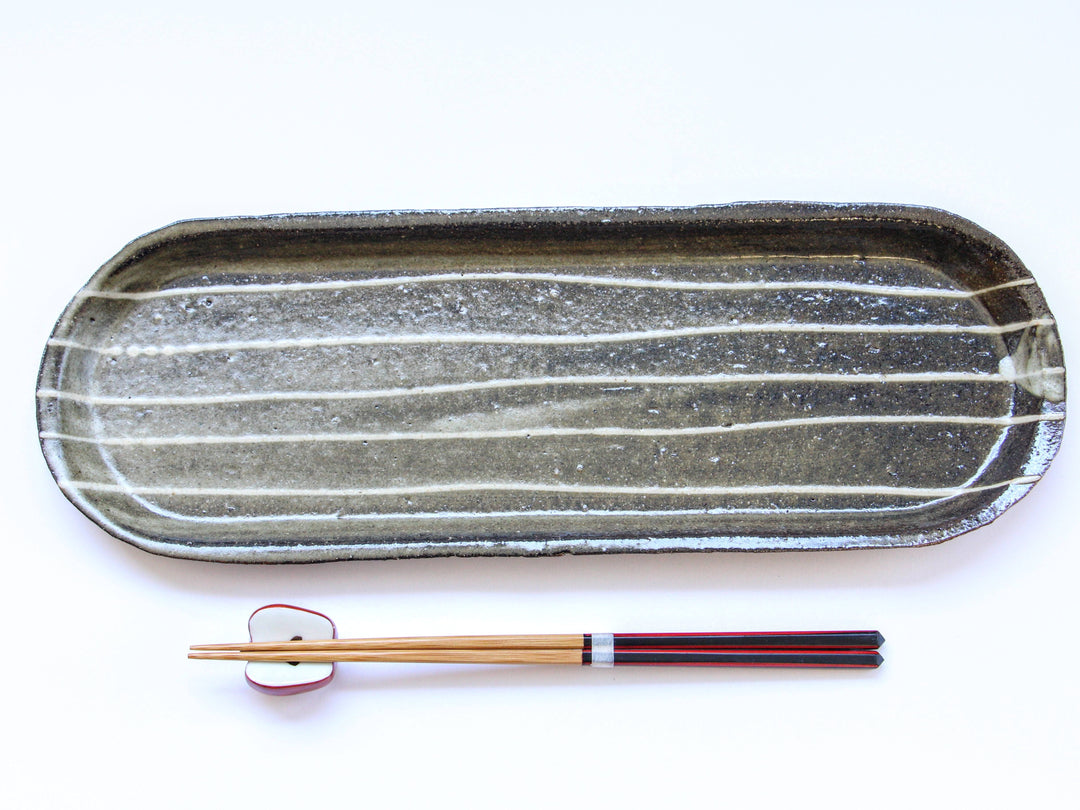 Slip Trailing Long Plate 34cm - Crafted By Seisaku Kusaka/Mari